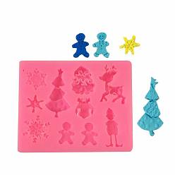 Pink Food Grade Silicone Molds, Fondant Molds, For DIY Cake Decoration, Chocolate, Candy, UV Resin & Epoxy Resin Jewelry Making, Christmas Theme, Mixed Shapes, Pink, 78x68x8mm