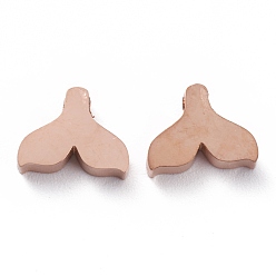 Розовое Золото Ионное покрытие (ip) 304 брелоки из нержавеющей стали, форма китового хвоста, розовое золото , 8.2x10.4x3 мм, отверстие : 1.8 мм