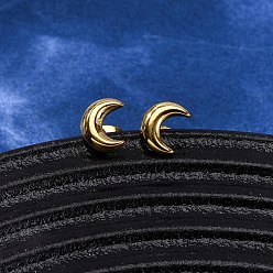 Настоящее золото 18K 304 из нержавеющей стали серьги, ионное покрытие (ip), луна, реальный 18 k позолоченный, 7.5x6 мм