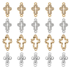 Платиновый & Золотой 20 шт. 4 стили сплава кристаллы стразы разъем подвески, полые поперечные связи, платиной и золотом, 20~23.5x11~12.5x2~3 мм, отверстие : 1~1.6 мм, 5 шт / стили