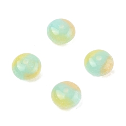 Бледно-бирюзовый Непрозрачные шарики cmолы, рондель, с блеском порошок, бледные бирюзовая, 6x10 мм, отверстие : 1.6 мм