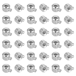 Платина 60 шт. латунные обжимные бусины, свободные шарики, прелести для пробки, долговечный, рондель, платина, 4.5x3.5x3 мм, отверстие : 1 мм