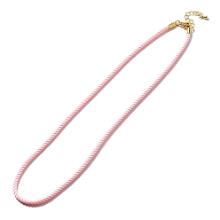 Бледно-Розовый Изготовление ожерелья из нейлонового миланского шнура, с латунной фурнитурой и карабинами из нержавеющей стали, золотые, долговечный, розовый жемчуг, 17.91~18.31 дюйм (45.5~46.5 см)