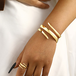 Золотой Наборы из браслета-манжеты и колец для пальцев из сплава, золотые, внутренний диаметр: 150 мм