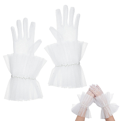 White Polyester Full Finger Gloves, White, 310x100x14mm