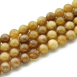 (932FM) Темно-синий аква-матовый с подкладкой Природного кварца нитей бисера, окрашенные, круглые, имитация цитрин, темно-золотистые, 8~8.5 мм, отверстие : 0.9~1 мм, около 45~47 шт / нитка, 14.96~15.35 дюйм (38~39 см)