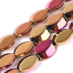 с Золотистым Покрытием Стеклянные бусины с гальваническим покрытием , овальные, с золотым покрытием, 17x14x6~6.5 мм, отверстие : 0.9~1 мм, около 36~37 шт / нитка, 23.82~24.80 дюйм (60.5~63 см)