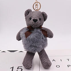 Розово-Коричневый Брелок из искусственного меха кролика, медведь, розово-коричневый, 28 см