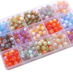 (52) Непрозрачная лаванда 20 шт. градиентные цветные бусины из смолы, имитации кошачьего глаза , круглые, разноцветные, 8 мм, отверстие : 1 мм