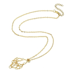 Золотой 304 мешочек для макраме из нержавеющей стали, пустой держатель для камней для изготовления подвесных ожерелий, со скользящими бусинами и латунными тросовыми цепочками, золотые, 20.98 дюйм (53.3 см), лоток : 21x21 мм