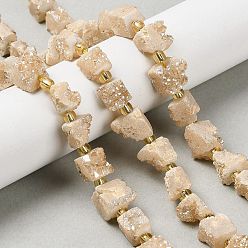 Мокасин Гальванические натуральный druzy шарики агата стренг, кубические, с бисером, мокасин, 9.5~11x8~10x9.5~10.5 мм, отверстие : 1 мм, около 14 шт / нитка, 7.20'' (18.3 см)