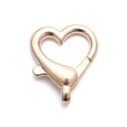 Light Gold Сердце цинковый сплав омара коготь застежками, золотой свет, 26x22 мм, отверстие : 2.5 мм