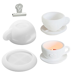 Белый 1 набор силиконовых форм для кофейных чашек, с 1зажимами из поликарбонатного сплава, металлические зажимы для книг для держателя страниц журнала, для уф-смолы, изготовление изделий из эпоксидной смолы, белые, 90x12.5 мм