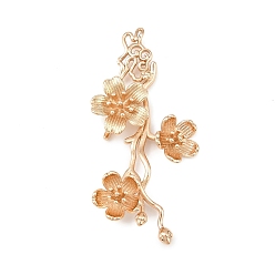 Цветок Латунные большие кулоны, золотой свет, цветок, 52.5x26x6 мм, отверстие : 1 мм