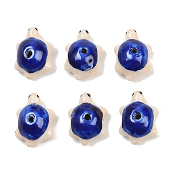 Темно-Синий Ручной работы яркие остеклением шарики фарфора, черепаха, темно-синий, 20~21x13~14x9~10 мм, отверстие : 1.5~3 мм