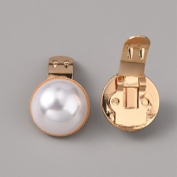 Light Gold Пластиковое украшение для обуви с имитацией жемчуга, съемные зажимы для обуви из сплава, полукругb, золотой свет, 18.5~19x9.5 мм