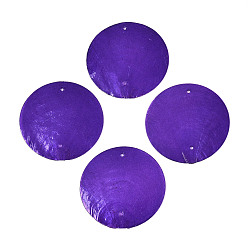 Индиго Окрашенные распылением натуральные подвески с соединителем оболочки Capiz, ссылки на диски, индиговые, 49x1 мм, отверстие : 1.5 мм