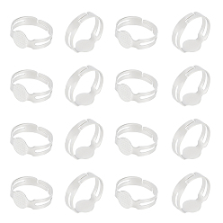 Платина 150шт. регулируемые сплавные кольца для пальцев, настройки основания кольца колодки, плоско-круглые, платина, внутренний диаметр: 15.1 мм, лоток : 7 мм