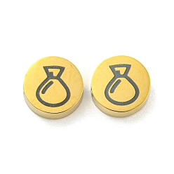 Bottle Тема хеллоуина 304 бусины из нержавеющей стали, реальный 18 k позолоченный, плоско-круглые, бутылка, 8x3 мм, отверстие : 2 мм