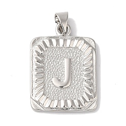 Letter J Стойки обшивки латунные подвески, долговечный, без свинца и без кадмия, квадрат с подвесками в виде букв, буква J, 24x17x2.5 мм, отверстие : 4x3.5 мм