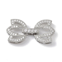 Платина Реечное покрытие латунь микро паве прозрачный кубический цирконий складные застежки, без кадмия и без свинца, долговечный, лист, платина, 24.5 мм, застежка : 17x12.5x3.5 mm, лист: 11x12.5x3.5 мм