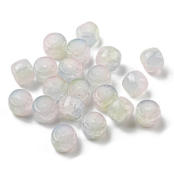 Pink Transparent Crackle Glass Beads Strand, Column, Pink, 8x6mm, Hole: 1.6mm, about 20pcs/bag