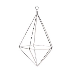 Платина Железные вешалки для растений, подставка для растений, ромб, платина, 126.5~127x74~76x74~76 мм, отверстие : 6.5x5.5 мм