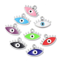 Mixed Color CCB Plastic Enamel Pendants, Evil Eye, Mixed Color, 14.5x21x2.5mm, Hole: 2.2mm