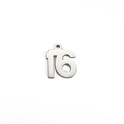 Нержавеющая Сталь Цвет Подвески из нержавеющей стали, не тускнеющие, число 16, цвет нержавеющей стали, 16x10 мм