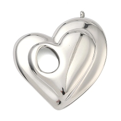 Нержавеющая Сталь Цвет 304 из нержавеющей стали большие кулоны, сердце прелести, цвет нержавеющей стали, 54x49x6 мм, отверстия : 2.5 mm и 10x13 мм