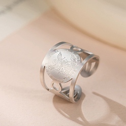 Нержавеющая Сталь Цвет 304 открытые кольца манжеты из нержавеющей стали, ангел, цвет нержавеющей стали, 16 мм