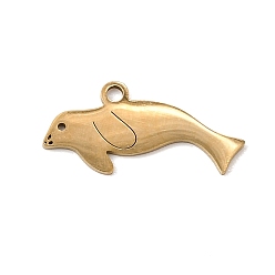 Real 18K Gold Plated 201 Stainless Steel Pendants, Seal Charms, Real 18K Gold Plated, 10.5x21.5x1mm, Hole: 1.7mm