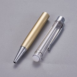 Gold Creative Empty Tube Ballpoint Pens, with Black Ink Pen Refill Inside, for DIY Glitter Epoxy Resin Crystal Ballpoint Pen Herbarium Pen Making, Silver, Gold, 140x10mm