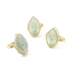 Флюорит Регулируемое кольцо с конским глазом из натурального флюорита, массивное кольцо с драгоценным камнем, украшения из латуни для женщин, золотые, без кадмия и без свинца, размер США 7 3/4 (17.9 мм)