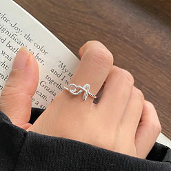 Letter A S925 манжеты из нержавеющей стали для женщин, буквы, серебряные, буква a, внутренний диаметр: 15~20 мм