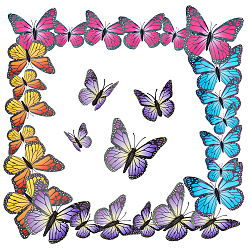 (52) Непрозрачная лаванда 4 наборы 4 цвета ПВХ искусственные бабочки настенные украшения, для украшения дома гостиной, разноцветные, 43~120x57~100x5 мм, 1 набор / цвет