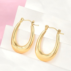 Настоящее золото 18K 304 женские серьги-кольца со стразами из нержавеющей стали, ионное покрытие (ip), реальный 18 k позолоченный, 28x18x3.5 мм