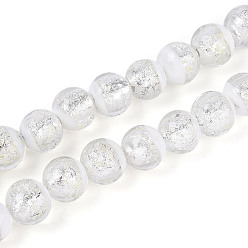 Белый Светящиеся бусины ручной работы из серебряной фольги в технике лэмпворк, круглые, светится в темноте, белые, 10~11 мм, отверстие : 1.2~1.4 мм, около 50 шт / нитка, 18.50~18.90 дюйм (47~48 см)