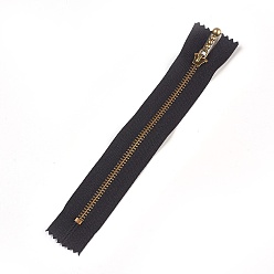 Black Garment Accessories, Nylon Closed-end Zipper, with Metal Zipper Puller, Zip-fastener Component, Antique Bronze, Black, 18.8~19.2x2.8x0.2mm