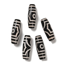 3-Глаза Тибетского стиля бусы дзи, природных бисера агат, окрашенная и подогревом, овальные, чёрные, 3 -eye, 28.5~29.5x10.5~11 мм, отверстие : 1.5~2.5 мм