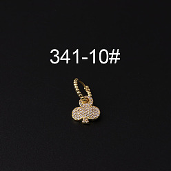 Цветок Латунные микропаве прозрачные кубические цирконии серьги-кольца для хряща, золотые, клевер, 9 мм