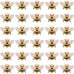 Light Gold 30Pcs Alloy Enamel Pendants, Bee Charms, Light Gold, 26x17x1.5mm, Hole: 2mm