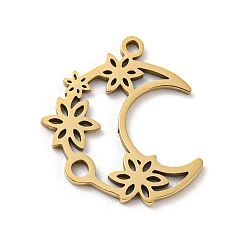 Луна 201 подвески из нержавеющей стали, лазерная резка, золотые, луна, 17x16x1 мм, отверстие : 1.2 мм, 5 шт / пакет