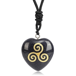 Синий Драгоценный Камень Ожерелья с подвеской из синтетического синего золота ко Дню Святого Патрика, сердце, 26.77 дюйм (68 см)