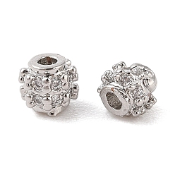 Платина Латунные микропаве прозрачные кубики из циркония, колонка, платина, 3.5x3.5 мм, отверстие : 1.2 мм