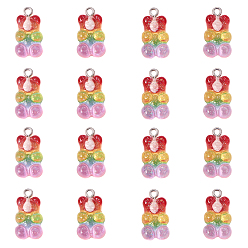 Разноцветный Смола с подвесками из золотой фольги, с железом найти, медведь, красочный, 21x11x7 мм, отверстие : 2 мм