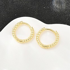 Real 18K Gold Plated Brass Huggie Hoop Earrings, Lead Free & Cadmium Free, Rack Plating, Long-Lasting Plated, Real 18K Gold Plated, 14x2mm