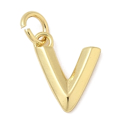Letter V Латунь прелести, стойки покрытие, без кадмия и без свинца, долговечный, с целью перехода в кольце, реальный 18 k позолоченный, Буква V, 11.5x9.5x1.5 мм, отверстие : 3 мм