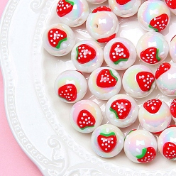 Клубника Красные акриловые бусины, круглые, клубника, 16 мм