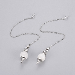 Хрусталь Природные хрустальные сферы биолокационные маятники, с платиновым тон кросс цепи латуни & когтя омара застежками, 225~240 мм